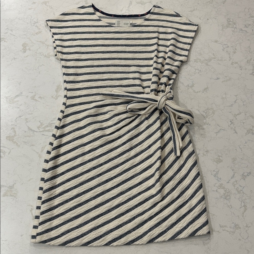 Anthropologie Saturday Sunday Striped Yael Side Tie Dress Shift Terrycloth - Picture 13 of 14